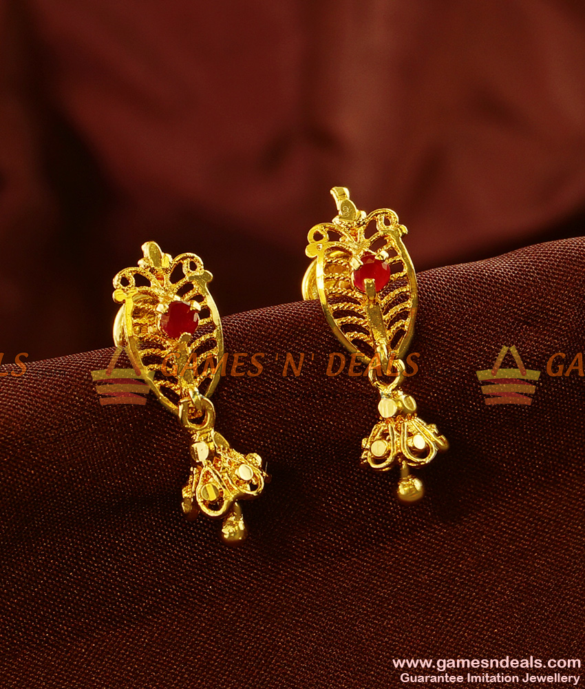 Er459 Trendy College Wear Guarantee Chidambaram Gold Plated Earrings