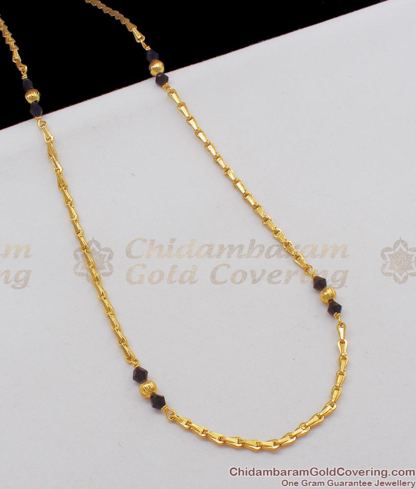 CCRY14 One Gram Gold Plated Jewelry Black Crystal Ball Wheat Chain For Daily Use