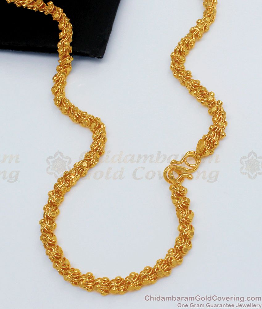 CDAS01-LG-OT - 30 inches Long Over Thick Gold Plated Kerala Jasmine Daily Wear Chain
