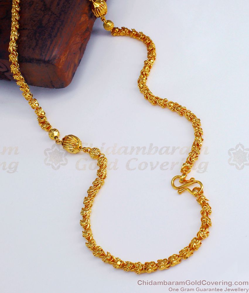 CDAS25-LG 30 Inch Long Gold Beads Design One Gram Gold Chain Shop Online 