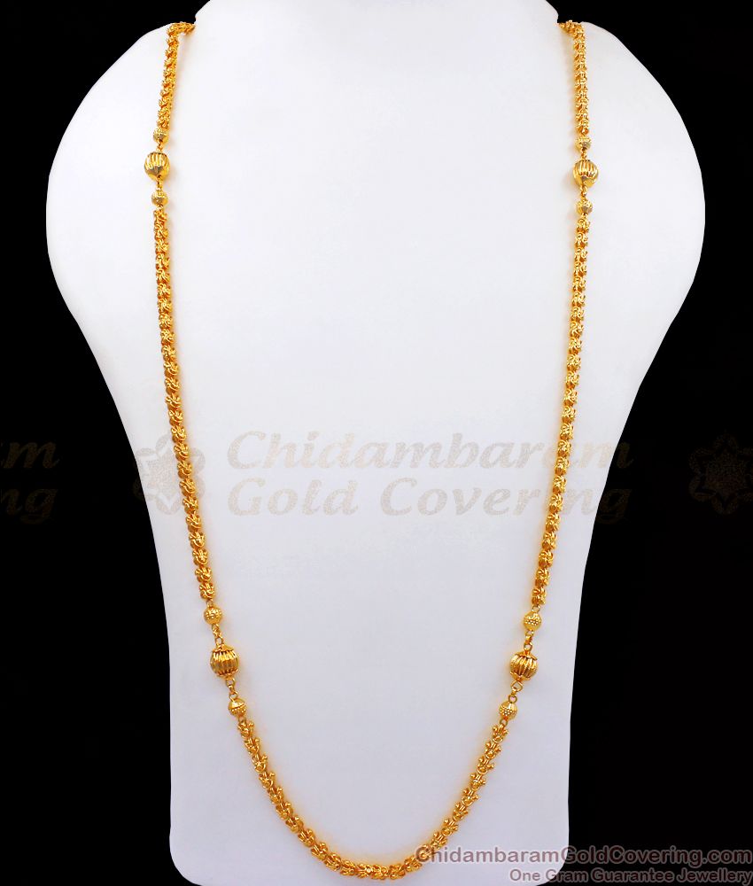 CDAS25-LG 30 Inch Long Gold Beads Design One Gram Gold Chain Shop Online 