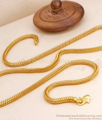 CDAS33-Lg 30 Inch Long 18K Designer Gold Plated Daily Wear Chain Snake Pattern