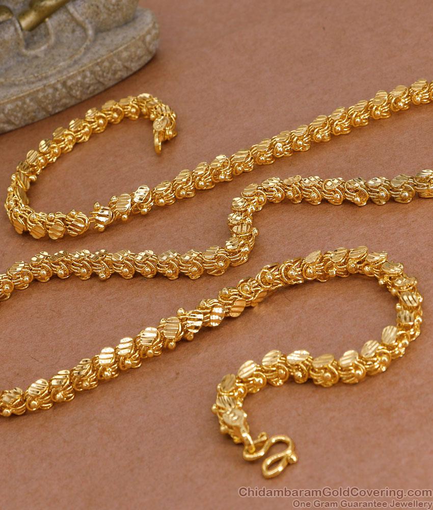 CDAS37 Beautiful Jasmine Type S Cut Gold Chain Kerala Bridal Jewelry Design