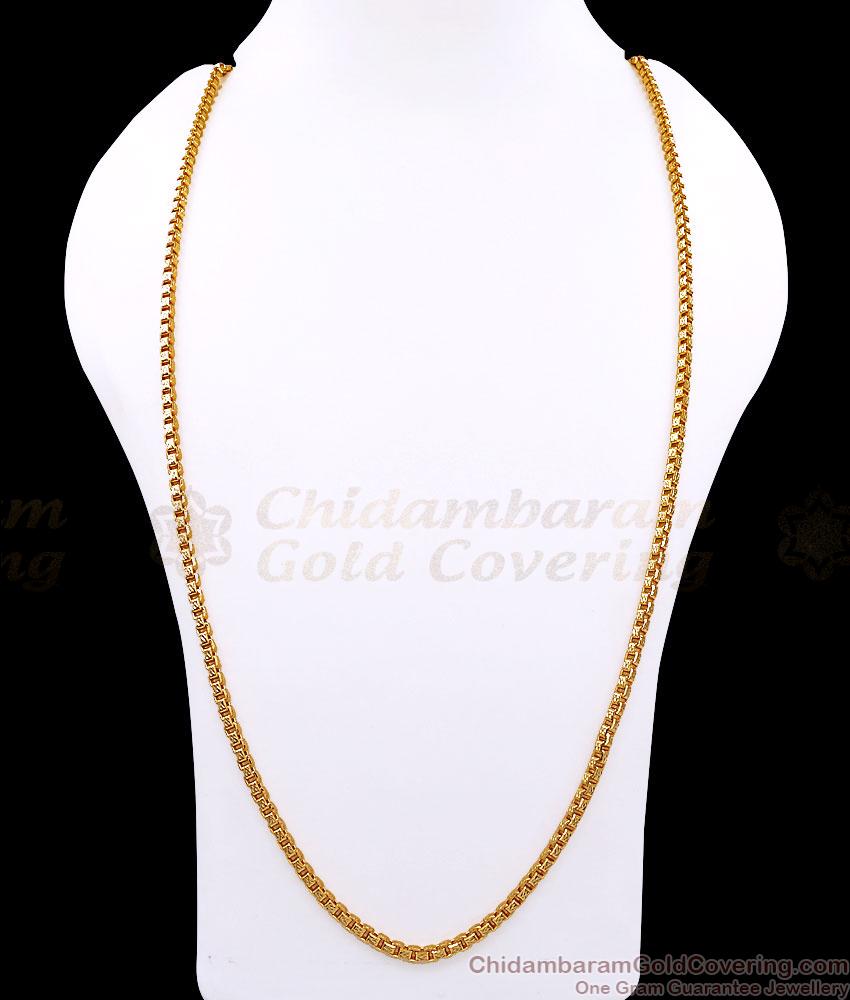 CGLM113-Lg 30 Inch Long Thick Square Link Micro Gold Plated Chain for Men CGLM113-Lg 30 Inch Long Thick Square Link Micro Gold Plated Chain for Men