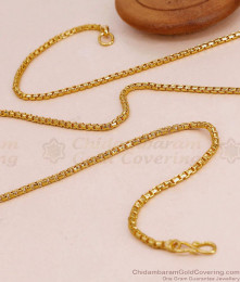 CGLM144 Daily Wear Plain Micro Gold Plated Box Cut Chain At Affordable Price