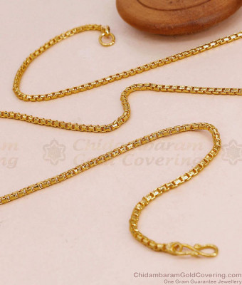 CGLM144 Daily Wear Plain Micro Gold Plated Box Cut Chain At Affordable Price