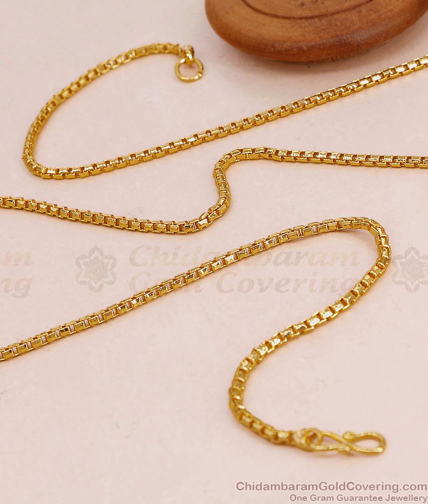 CGLM144 Daily Wear Plain Micro Gold Plated Box Cut Chain At Affordable Price