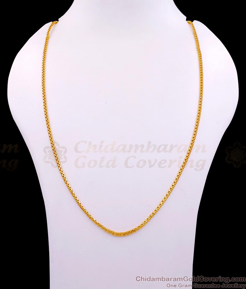 CGLM144 Daily Wear Plain Micro Gold Plated Box Cut Chain At Affordable Price