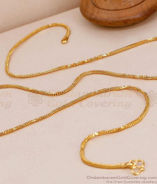 CGLM145 Daily Wear Plain Gold Plated Thin Chain 