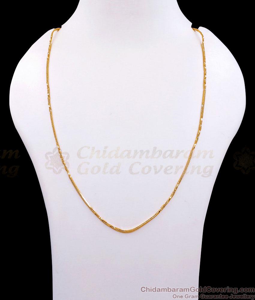 CGLM145 Daily Wear Plain Gold Plated Thin Chain 