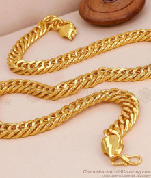 CGLM146 Premium Gold Plated Heavy Double Link Curb Chain For Men Fashion