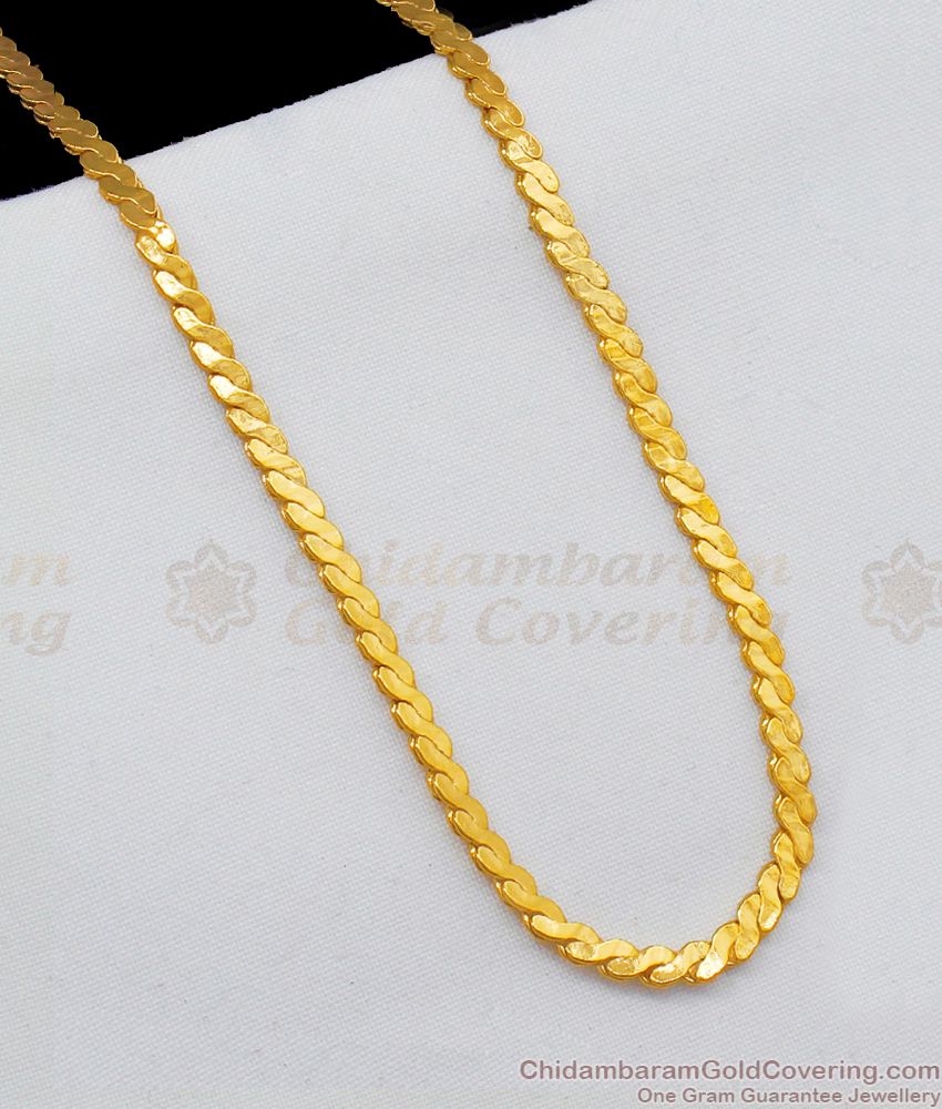 CGLM31 - Thin Gold Plated Lovy S Cut Design Men's Traditional Indian Chain