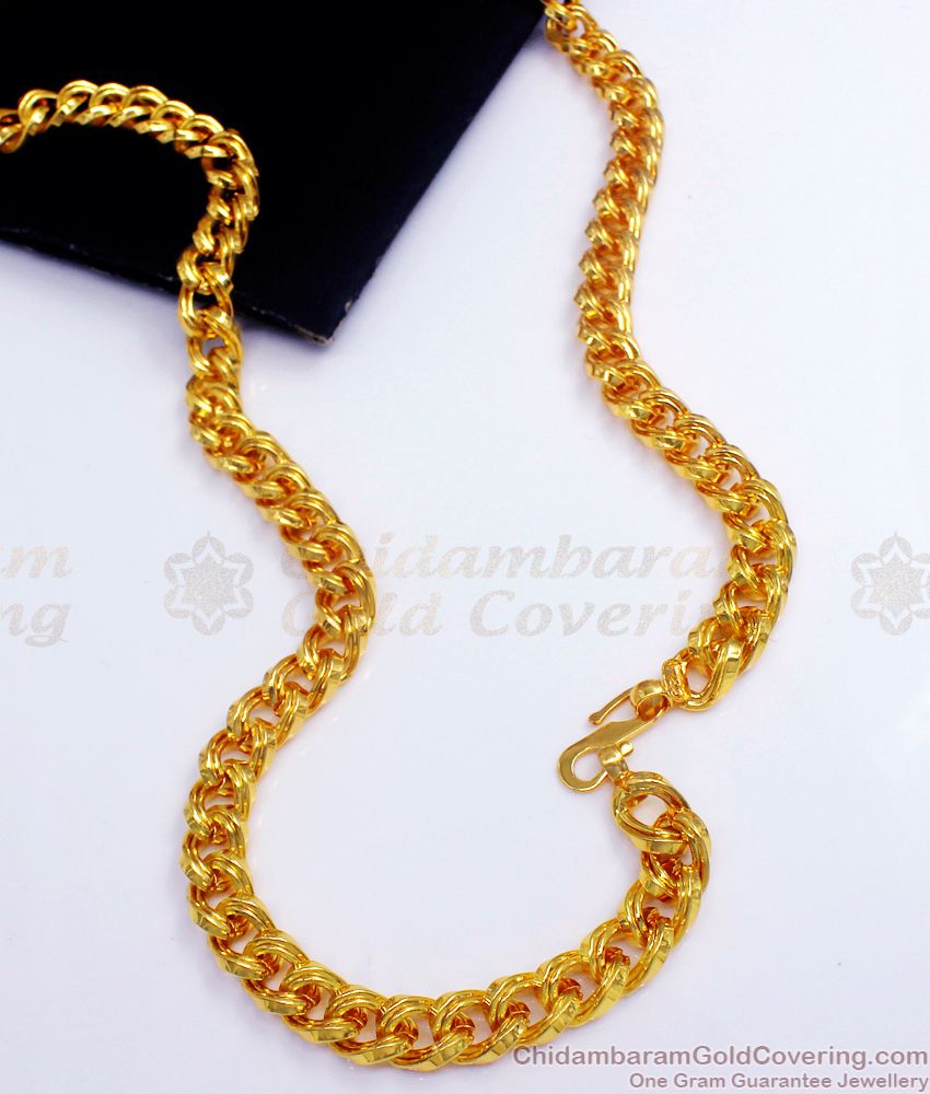 CGLM59 Over Thick Hollow Design Long Gold Chain Mens Party Wear