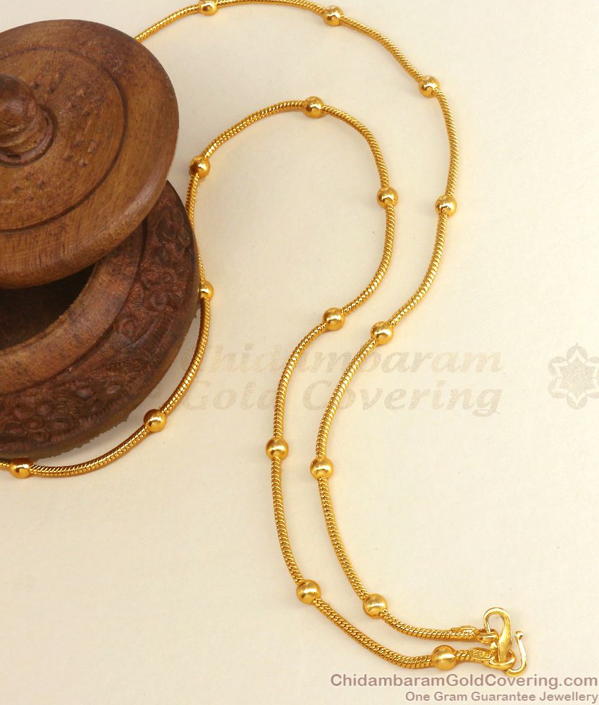 CGLM69 Pure Gold Plated Chain Rope Design With Golden Balls