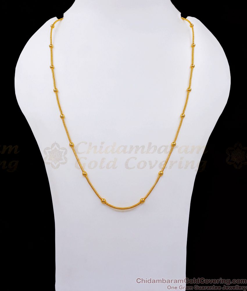 CGLM69 Pure Gold Plated Chain Rope Design With Golden Balls