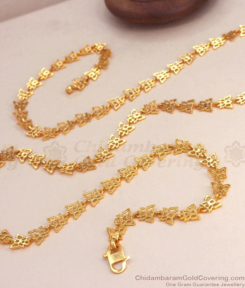 CGLM88 Beautiful Butterfly Design Gold Plated Chain Light Weight Daily Wear Collections