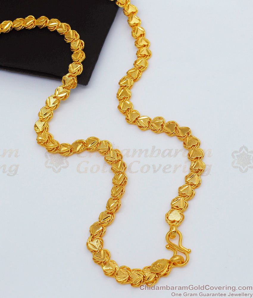 CHRT09 - Traditional Gold Plated Chain Heartin V-Cut Design