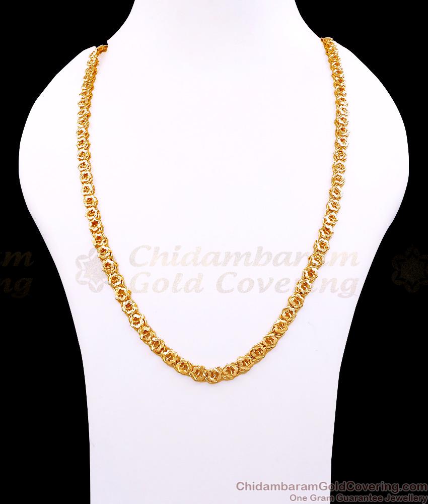 CHRT100 Beautiful Flower Design Thick Micro Gold Plated Chain For Marriage Function