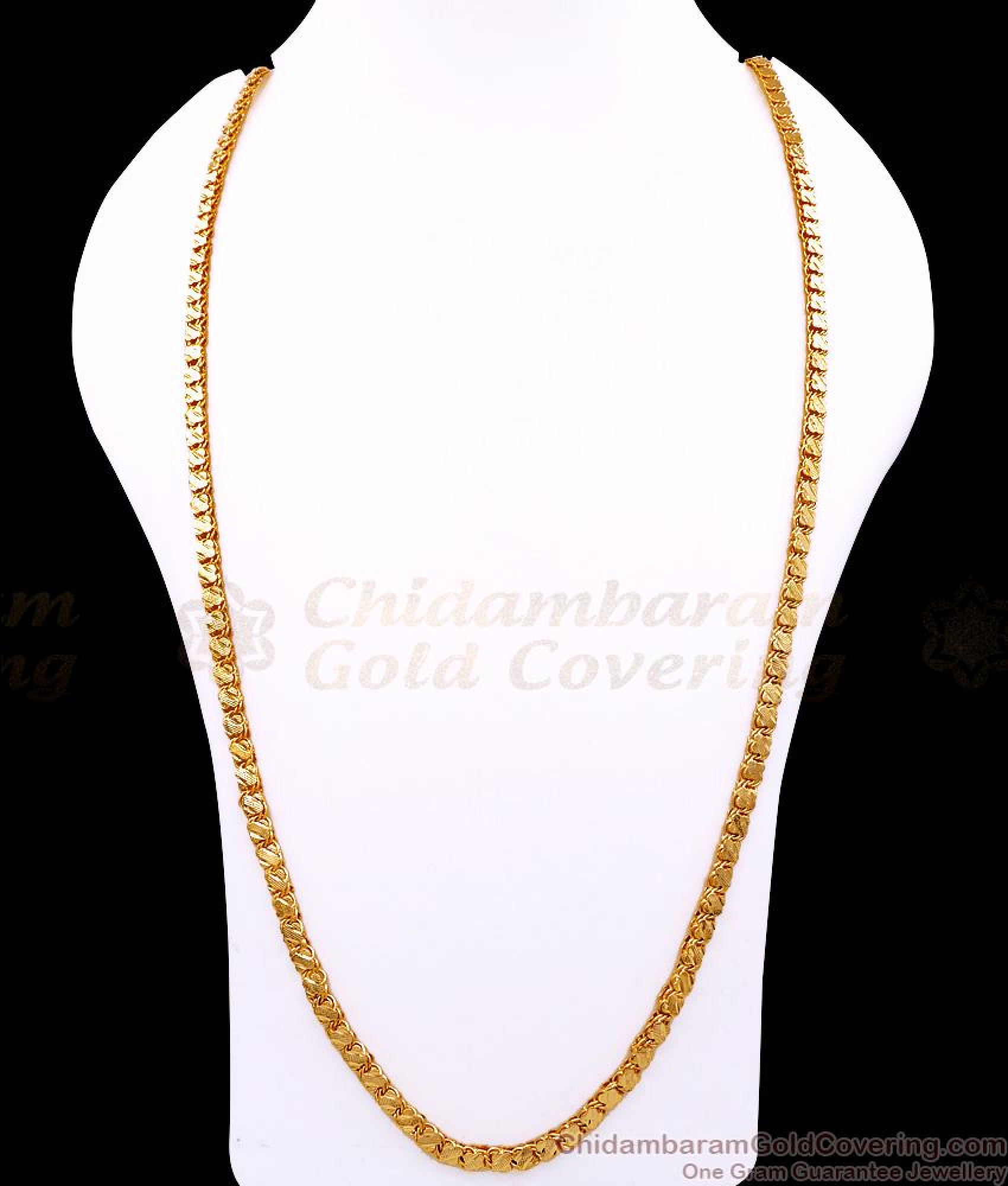 CHRT102-Lg 30 Inch Long Pure Gold Tone Floral Design Square Chain ...