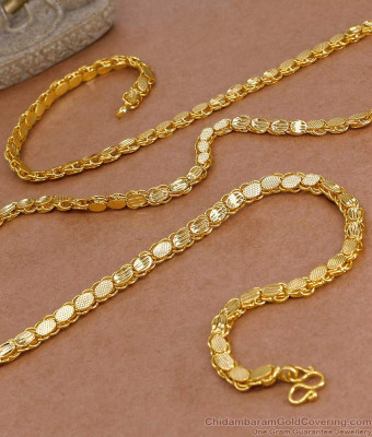 CHRT108-LG 30 Inch Long Oval Shaped Gold Plated Chain Design For Women Fashion