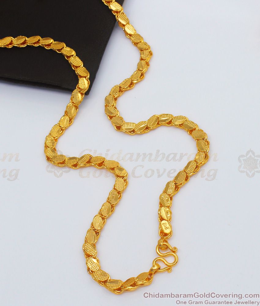 CHRT21 - Gold Plated Leaf cut Oval Design Thick Chain Guarantee Jewelry