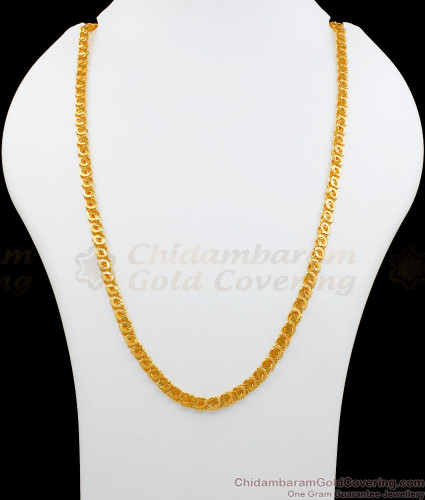 Buy Latest Oval Cut One Gram Gold Chain 
