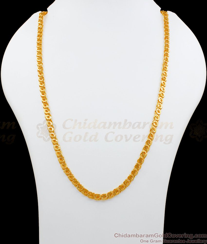 CHRT34 - Latest Oval Cut One Gram Gold Chain Design for Ladies