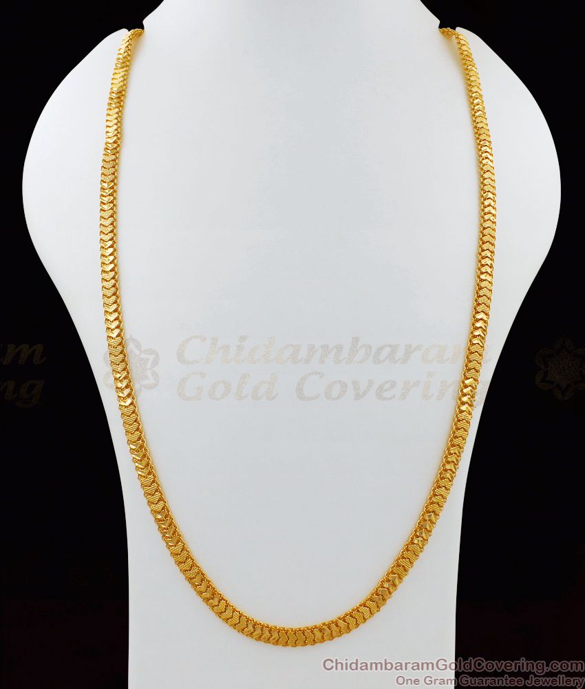 CHRT37-LG - 30 Inches Long Heart Model One Gram Gold Thick Chain Latest Designs