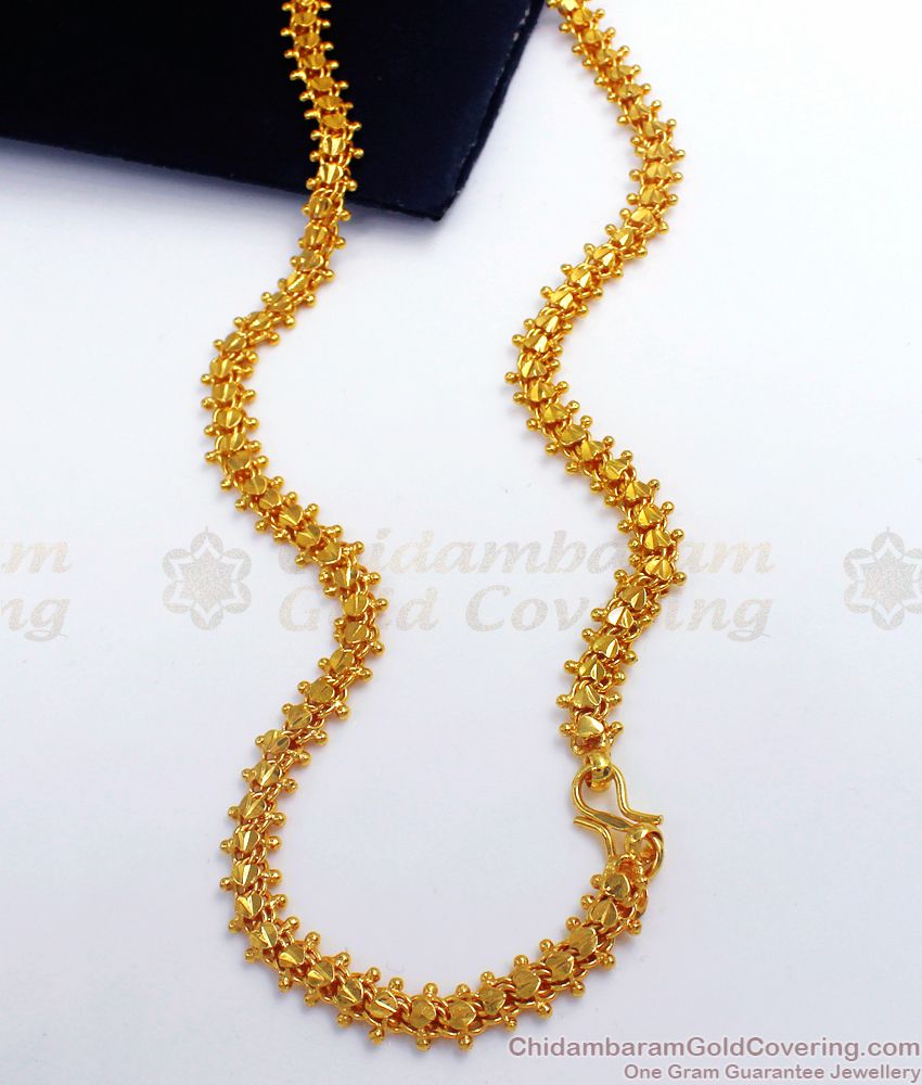 CHRT49 Attractive Heart Model Gold Long Chain with Beads Buy Online