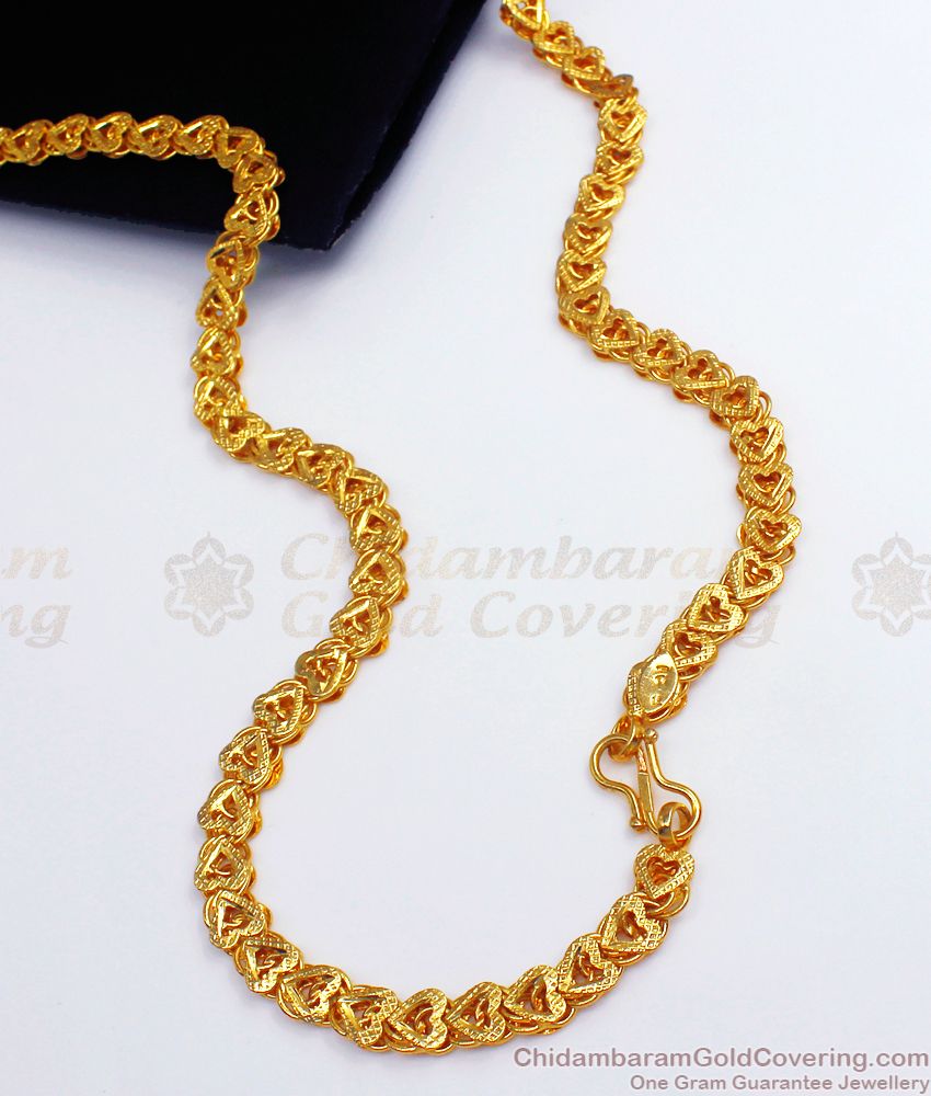 CHRT53 Heart Shape Long Gold Chain For Women Gift for Valentine