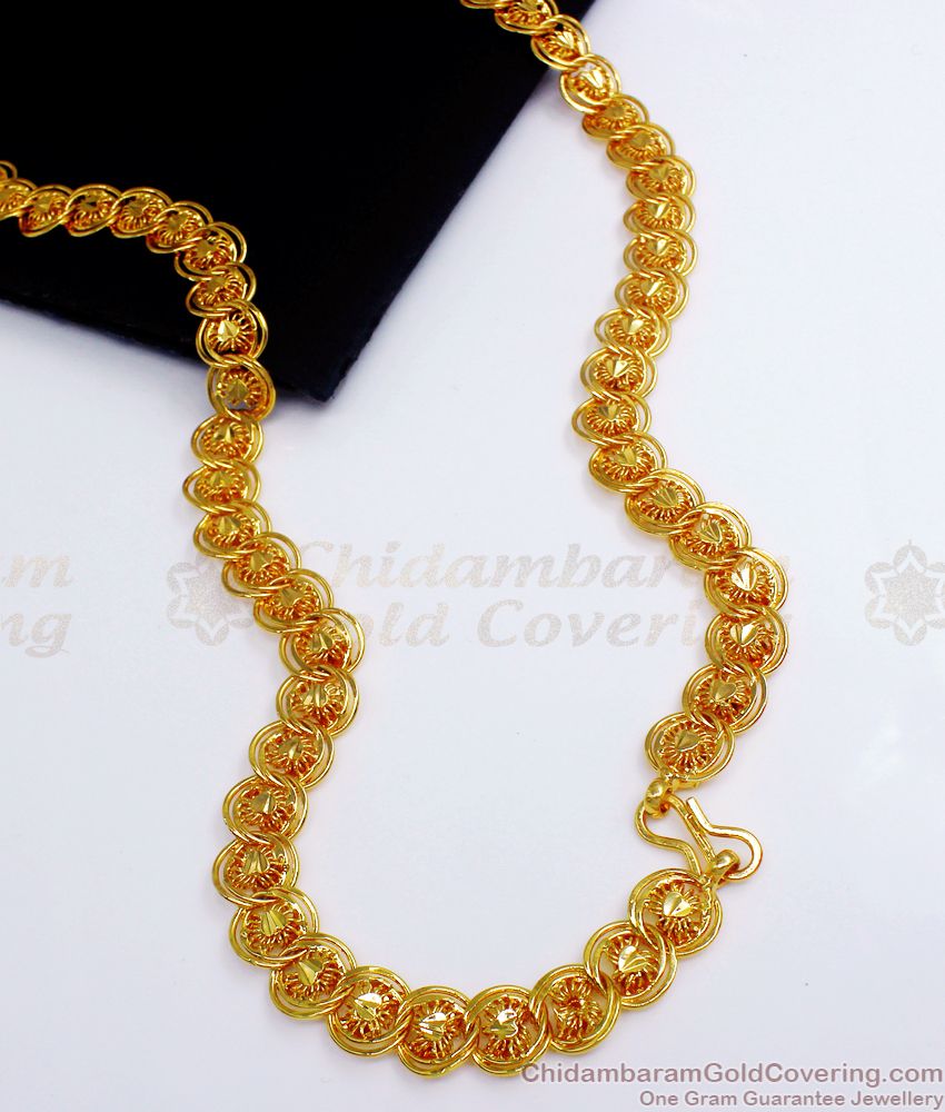 CHRT56 Over Thick Hearti Design One Gram Gold Chain Party Wear