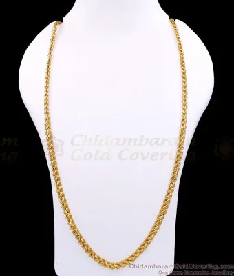 CHRT57-Xlg 36 Inch Very Long Lotus Leaf Design One Gram Gold Chain Shop Online