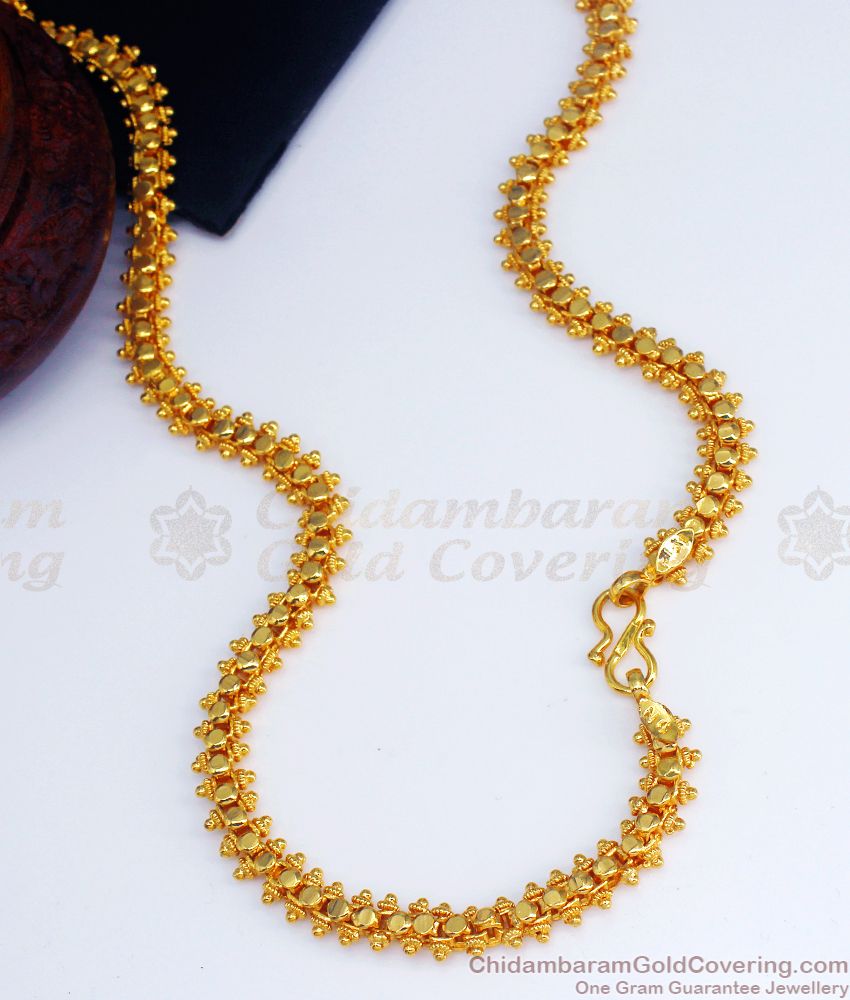 CHRT60 Traditional One Gram Gold Beaded Design Womens Chain