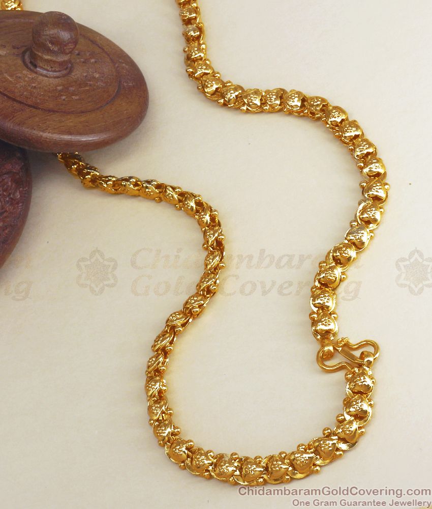 CHRT63 Thick Heart Design 1 Gram Gold Chain For Regular Use