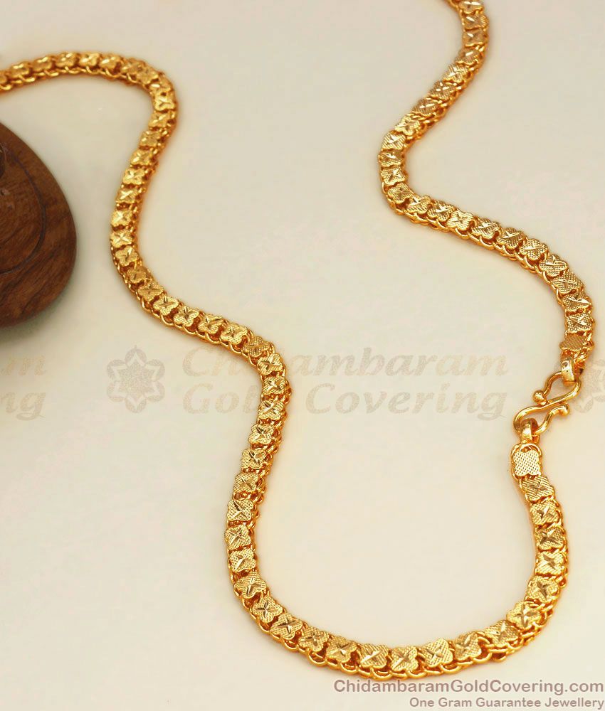 CHRT69-LG 30 Inch Long Floral Design Gold Plated Daily Wear Chain Collections