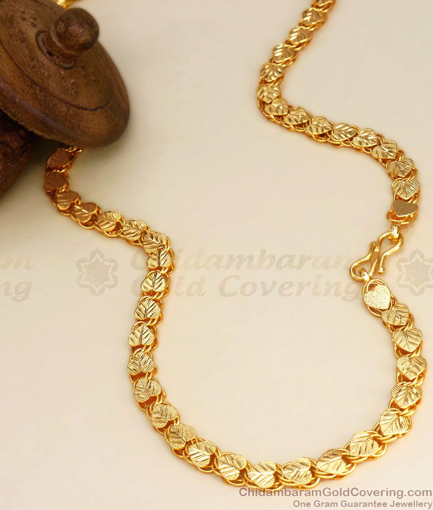 CHRT74 Grand Leaf And Heart Pattern 1 Gram Gold Chain Shop Online