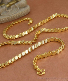 CHRT76-LG - 30 Inches Long Traditional South Indian Oval Link Gold Plated Ethnic Chain CHRT76-LG - 30 Inches Long Traditional South Indian Oval Link Gold Plated Ethnic Chain