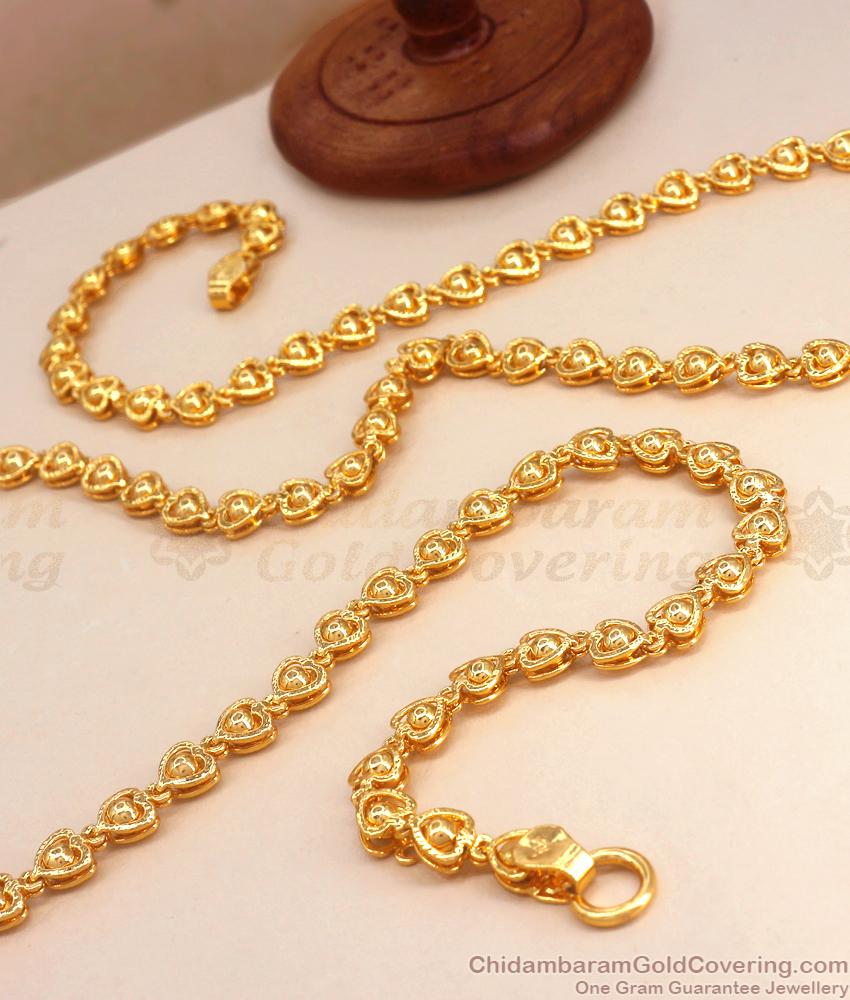 CHRT84-LG 30 Inch Long Gold Imitation Chain Heart Shaped Plain Design