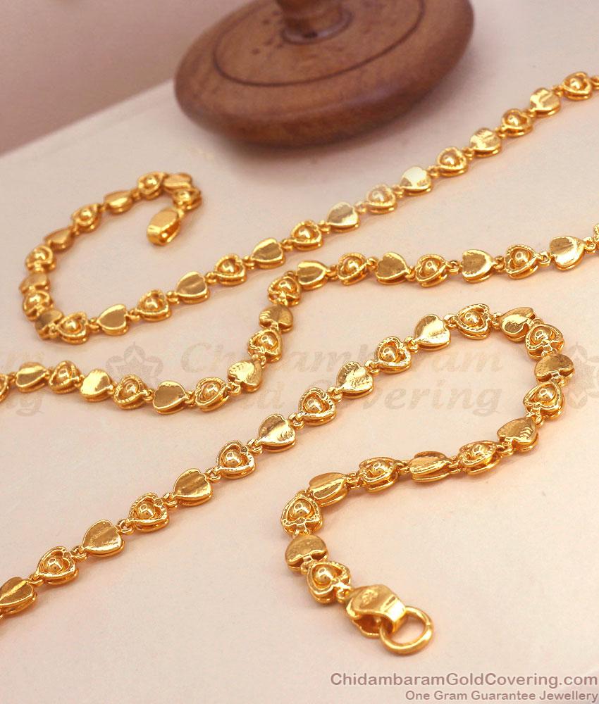 CHRT85-LG 30 Inch Long Heart Designs Gold Chain Regular Use Collections
