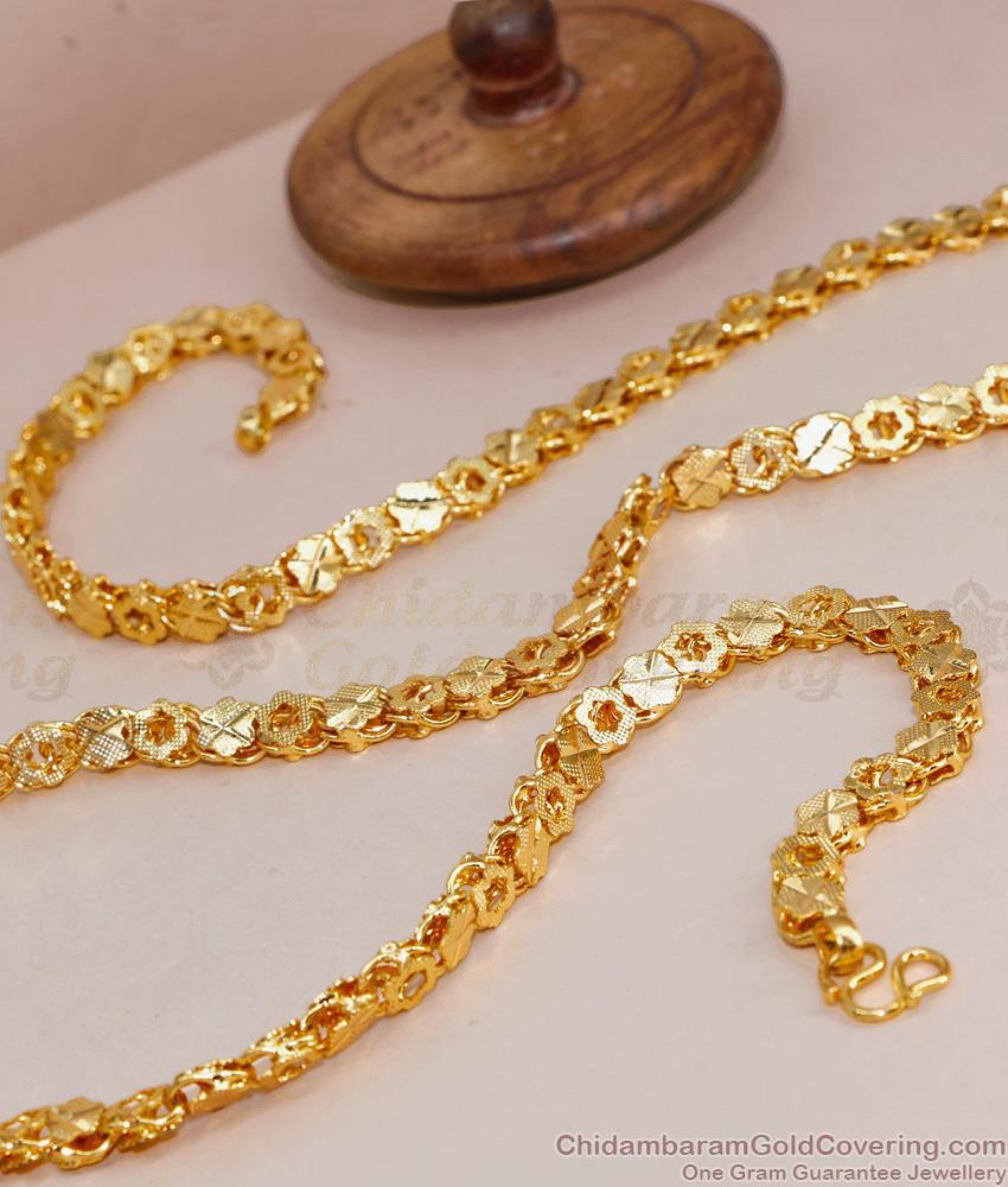 Gold Chain Color Code CHRT86 Intricate Thick Floral Design Gold Chain for Women