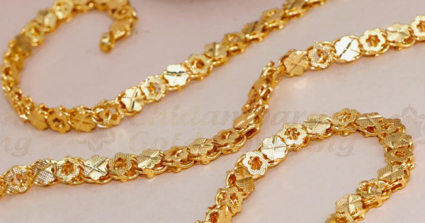 CHRT86 Intricate Thick Floral Design Gold Chain for Women