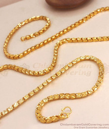 CJAY08-LG - 30 Inches Unisex Gold Strips Box Type One Gram Gold Chain For Regular Use CJAY08-LG - 30 Inches Unisex Gold Strips Box Type One Gram Gold Chain For Regular Use