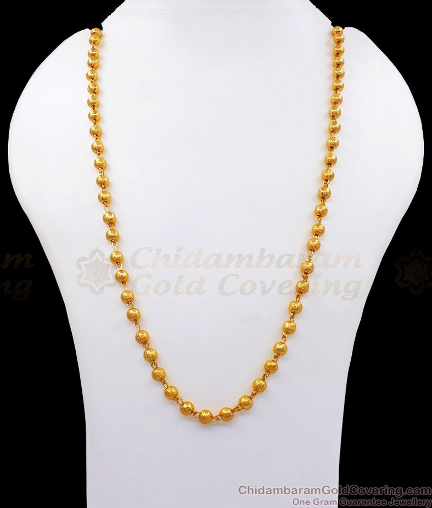 CKMN101 Gold Balls Design Long Gold Chain Daily Wear