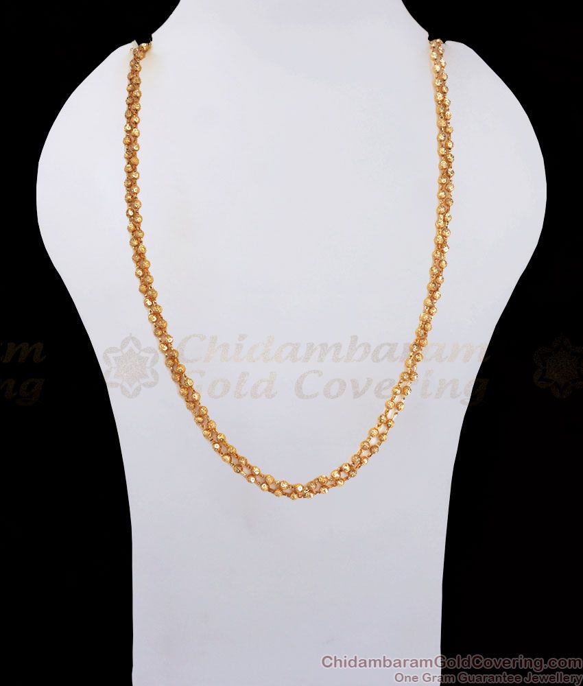 CKMN43 - Gold Plated Double Layer Rettavadam Design Guarantee Chain Daily Use