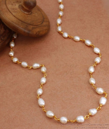 CKMN112 Traditional White Pearl Design Gold Plated Chain Shop Online CKMN112 Traditional White Pearl Design Gold Plated Chain Shop Online