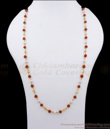 CKMN113 One Gram Gold Chain Ruby White Mani Malai Collections CKMN113 One Gram Gold Chain Ruby White Mani Malai Collections