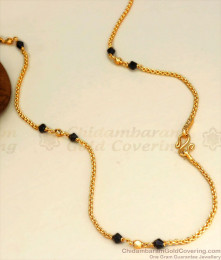 CKMN114 Thin Gold Plated Karugamani Chain Black Beads Collections CKMN114 Thin Gold Plated Karugamani Chain Black Beads Collections