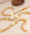 CKMN127 Traditional Double Layer Lakshmi Coin Chain White Pearls Shop Online