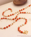 CKMN132 Real One Gram Gold Red White Coral Stone Chain Shop Online