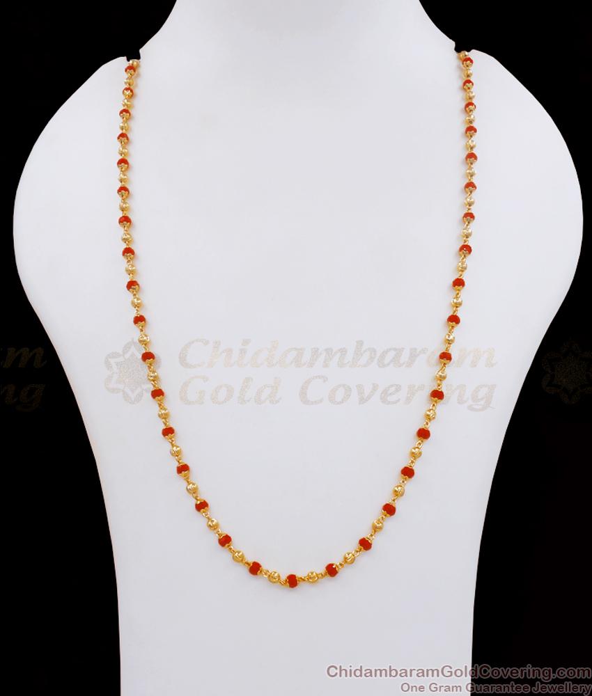 CKMN134 Stylish Calcutta Pattern Red Coral Stone Gold Imitation Chain Collections